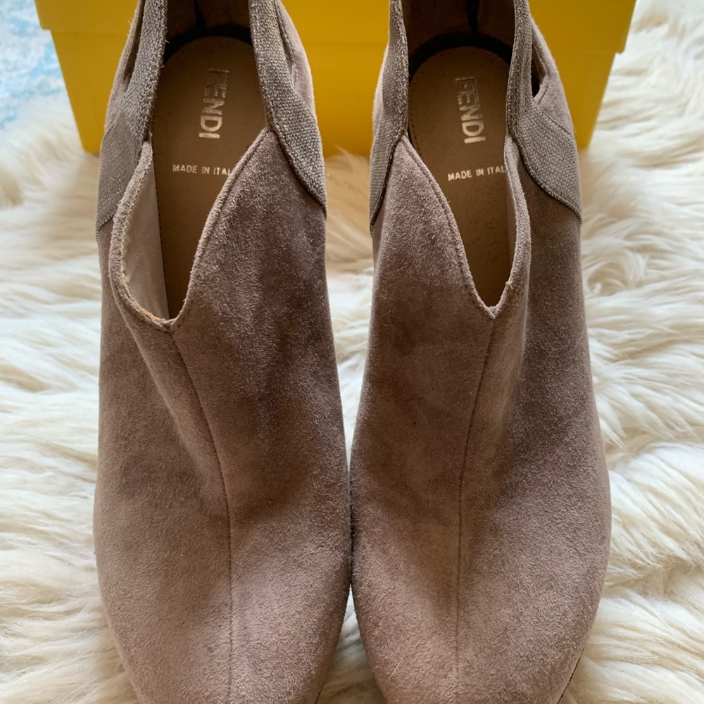 Fendi Suede Booties With Python Trim - image 7